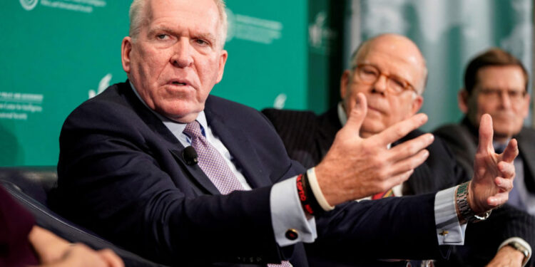 FILE PHOTO: Former CIA director John Brennan speaks during a forum on election security titled in Washington.