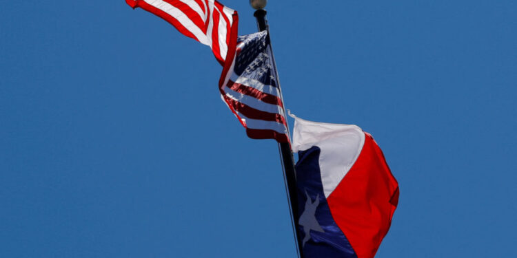 FILE PHOTO: The U.S flag and the Texas State flag fly over the Texas State Capitol in Austin