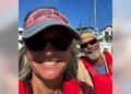 Lynette Hooker standing on a boat near Elbow Cay in the Bahamas