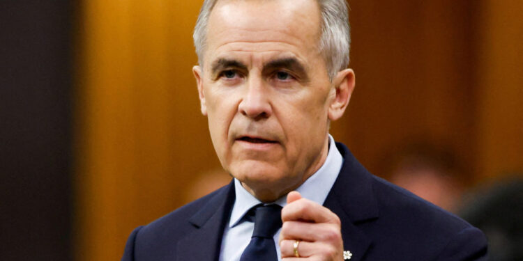 FILE PHOTO: Canada's Prime Minister Mark Carney speaks during Question Period in Ottawa