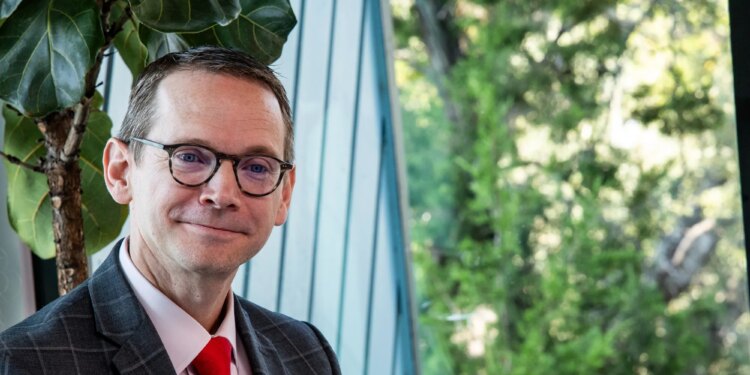 Texas Education Commissioner Mike Morath participates in a roundtable at the Alpha School campus in Austin on Sept. 9, 2025.