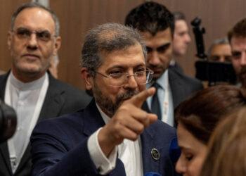 Iranian Deputy Foreign Minister Saeed Khatibzadeh speaks to reporters as he attends Antalya Diplomacy Forum in Antalya