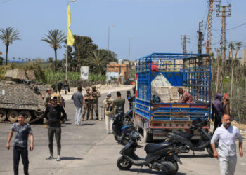 Aftermath of an Israeli strike that severed the last remaining bridge linking southern Lebanon to the rest of the country,...