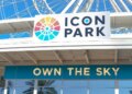 A large crowd of juveniles gathered at ICON Park in Orlando, Florida.