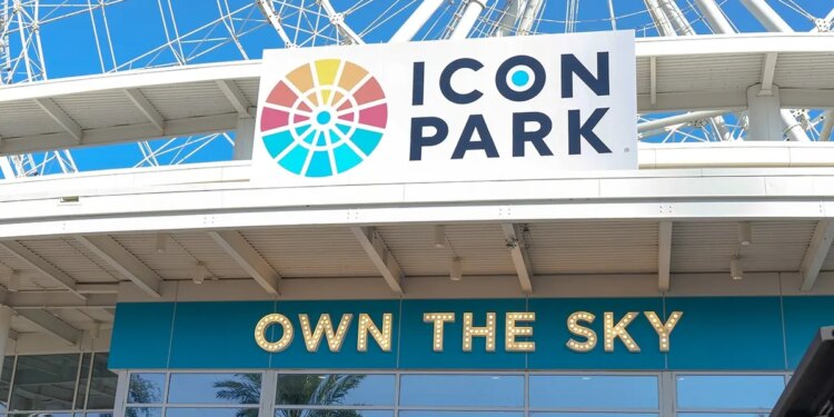 A large crowd of juveniles gathered at ICON Park in Orlando, Florida.