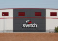 The Switch logo is pictured on a data center in Las Vegas