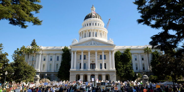 Participants at the Stand Up for Science march in Sacramento