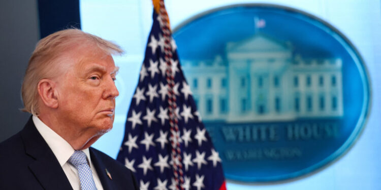U.S. President Trump holds a press conference in the briefing room at the White House