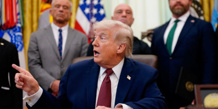 U.S. President Donald Trump in the Oval Office of the White House in Washington