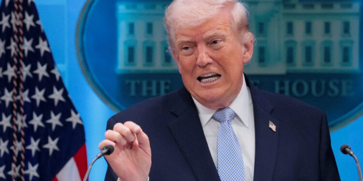 U.S. President Trump holds a press conference in the briefing room at the White House