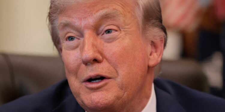 U.S. President Donald Trump speaks in the Oval Office at the White House