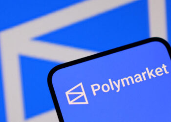 Illustration shows Polymarket logo