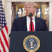 U.S. President Donald Trump delivers an address to the nation about the Iran war at the White House in Washington