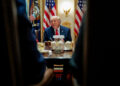 U.S. President Donald Trump participates in a cabinet meeting, at the White House