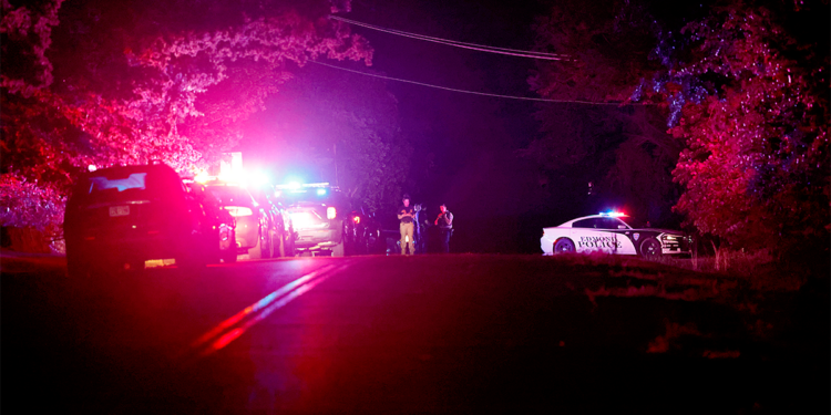 Police block off streets after a shooting
