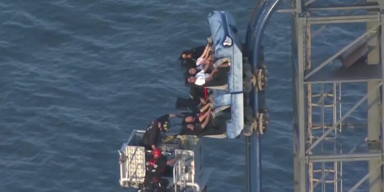 The Iron Shark roller coaster malfunctioned during its initial ascent