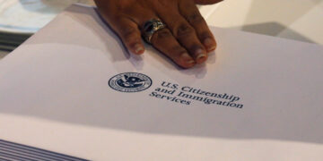 Information packs are distributed by the U.S. Citizenship and Immigration Services following a citizenship ceremony at the...