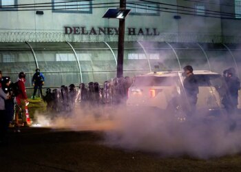 Rioters clashed with police at an ICE facility in Newark, NJ.