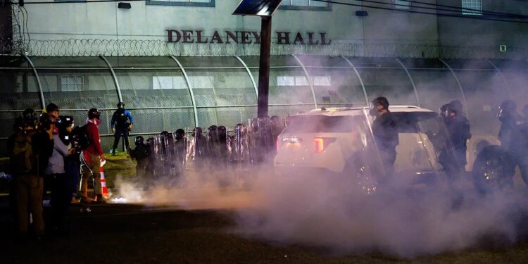 Rioters clashed with police at an ICE facility in Newark, NJ.