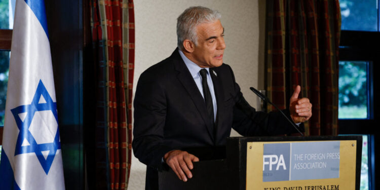 Yair Lapid, co-founder of Israeli political alliance Together, holds press conference in Jerusalem