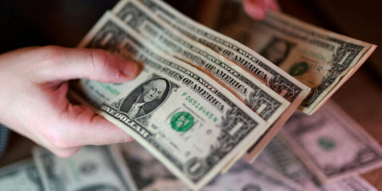 FILE PHOTO: Illustration shows U.S. dollar banknotes
