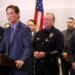 Los Angeles County District Attorney Nathan Hochman speaks at podium