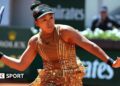Naomi Osaka wears a gold sequined dress in the first round at the French Open