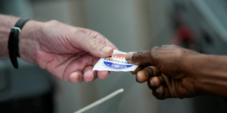 FILE PHOTO: Early voting during primary election in Brooklyn, New York