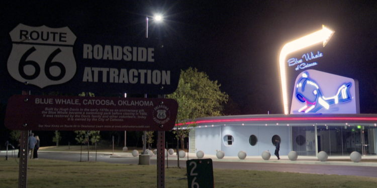 Blue Whale of Catoosa 2026 Route 66 nighttime