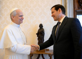 FILE PHOTO: Pope Leo XIV meets U.S Vice President JD Vance and U.S. Secretary of State Rubio at the Vatican