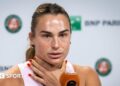 Aryna Sabalenka speaks to the media at the 2026 French Open