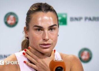 Aryna Sabalenka speaks to the media at the 2026 French Open