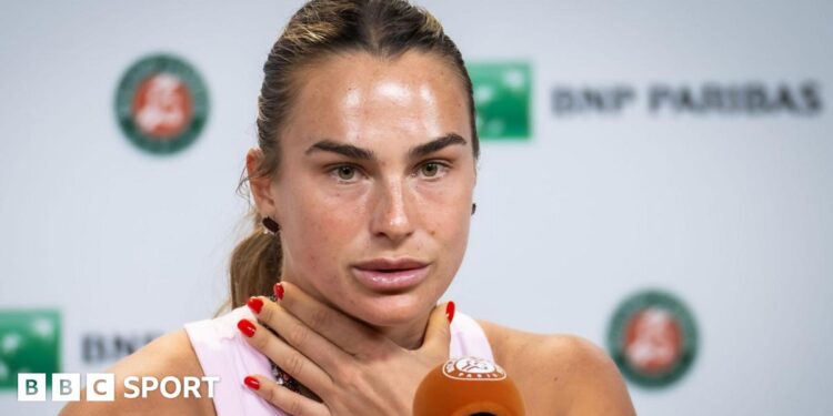 Aryna Sabalenka speaks to the media at the 2026 French Open