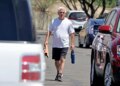 Pima County Sheriff Chris Nanos leaving a gym in Tucson, Arizona