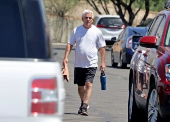 Pima County Sheriff Chris Nanos leaving a gym in Tucson, Arizona