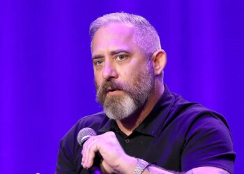 Jeremy Corbell speaking at AlienCon panel in Pasadena, California
