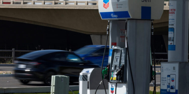 Gasoline pumps near the highway in Calfiornian