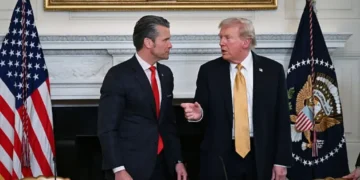 A video of Pete Hegseth following Donald Trump while allegedly wearing his gifted designer shoes goes viral. (Photo: Matt McClain/The Washington Post via Getty Image)