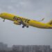 A Spirit Airlines airplane departs from Fort Lauderdale - Hollywood International Airport, Florida