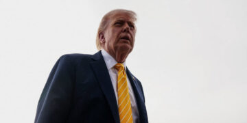 U.S. President Trump boards Air Force One for departure to Miami, Florida
