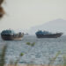 Vessels sail through the Strait of Hormuz