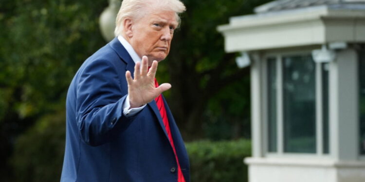 U.S. President Trump returns at the White House following his annual physical exam