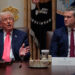 WASHINGTON, DC - DECEMBER 02: U.S. President Donald Trump (L) speaks as U.S. Secretary of War Pete Hegseth looks on during a meeting of his Cabinet in the Cabinet Room of the White House on December 02, 2025 in Washington, DC. A bipartisan Congressional investigation has begun regarding Secretary of War Pete Hegseth's role in ordering U.S. military strikes on small boats in the waters off Venezuela that have killed scores of people, which Hegseth said are intended "to stop lethal drugs, destroy narco-boats and kill the narco-terrorists who are poisoning the American people.” (Photo by Chip Somodevilla/Getty Images)