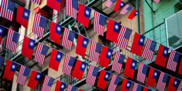 FILE PHOTO: U.S. and Taiwanese flags are seen in San Francisco