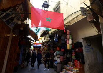 Traditional market in ancient Medina, at the historic old city in Fes
