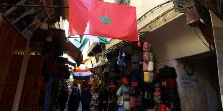 Traditional market in ancient Medina, at the historic old city in Fes