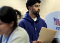 People line up to vote in Virginia's governor race in Richmond