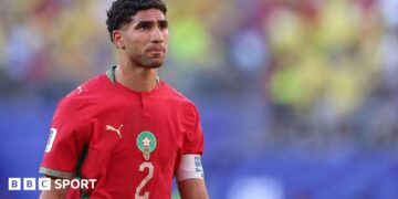 Achraf Hakimi pictured in Morocco kit