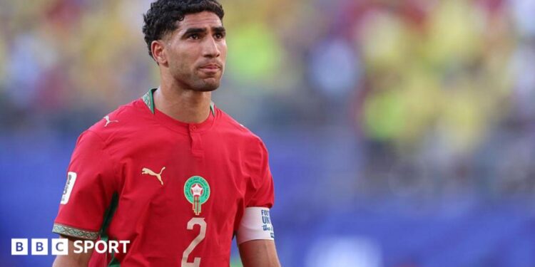 Achraf Hakimi pictured in Morocco kit
