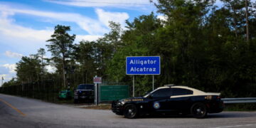 Exterior of "Alligator Alcatraz" ICE detention center in Ochopee